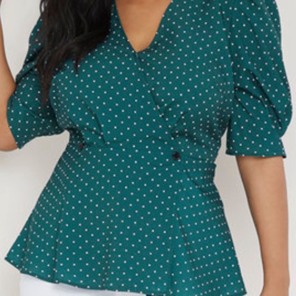 Eloquii Puff Sleeve top with Peplum BNWT size 16